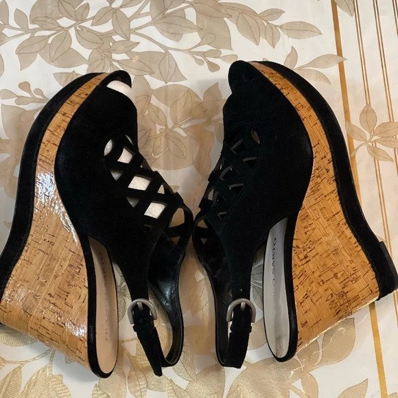 Franco Sarto, Sasha, Black Suede leather wedges, platform size 10 - Picture 3 of 6